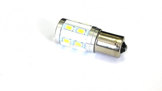 Лампа светодиодная 12V (P21W) BA15s (1 конт) 12 SMD диодов+1Cree  ЛИНЗА (CRL), белая