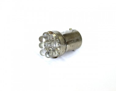 Лампа светодиодная 12v (5w) BA15s (1конт) 9 диодов, белая (габариты, подсветка номера)