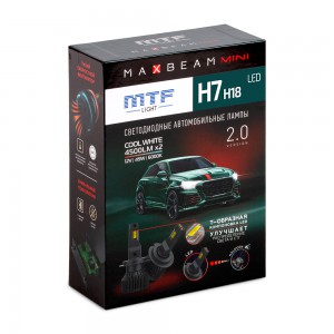 Светодиодные лампы MTF Light, серия MaxBeam Mini, H7/H18, 12V, 45W, 4500lm, 6000K, кулер, комплект.