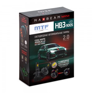 Светодиодные лампы MTF Light, серия MaxBeam Mini, HB3(9005), 12V, 45W, 4500lm, 6000K, кулер, к-кт.