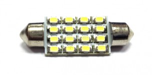 Лампа светодиодная 11-39 (SV8,5) 16 SMD 1206 диодов, белая, салонная 12v