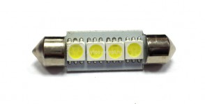 Лампа светодиодная 11-39 (SV8,5) 4 SMD 5050 диода, белая, салонная 12v