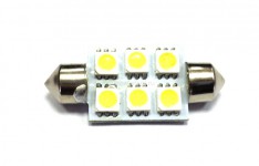 Лампа светодиодная 11-39 (SV8,5) 6 SMD 5050 диода, белая, салонная 12v