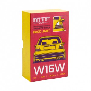 Светодиодная автолампа MTF LIGHT, серия BACK LIGHT 5000К, W16W в фонарь зад. хода (1шт)12В,10Вт, MTF