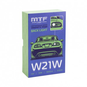 Светодиодная автолампа MTF LIGHT, серия BACK LIGHT 5000К, W21W в фонарь зад. хода (1шт)12В,10Вт, MTF